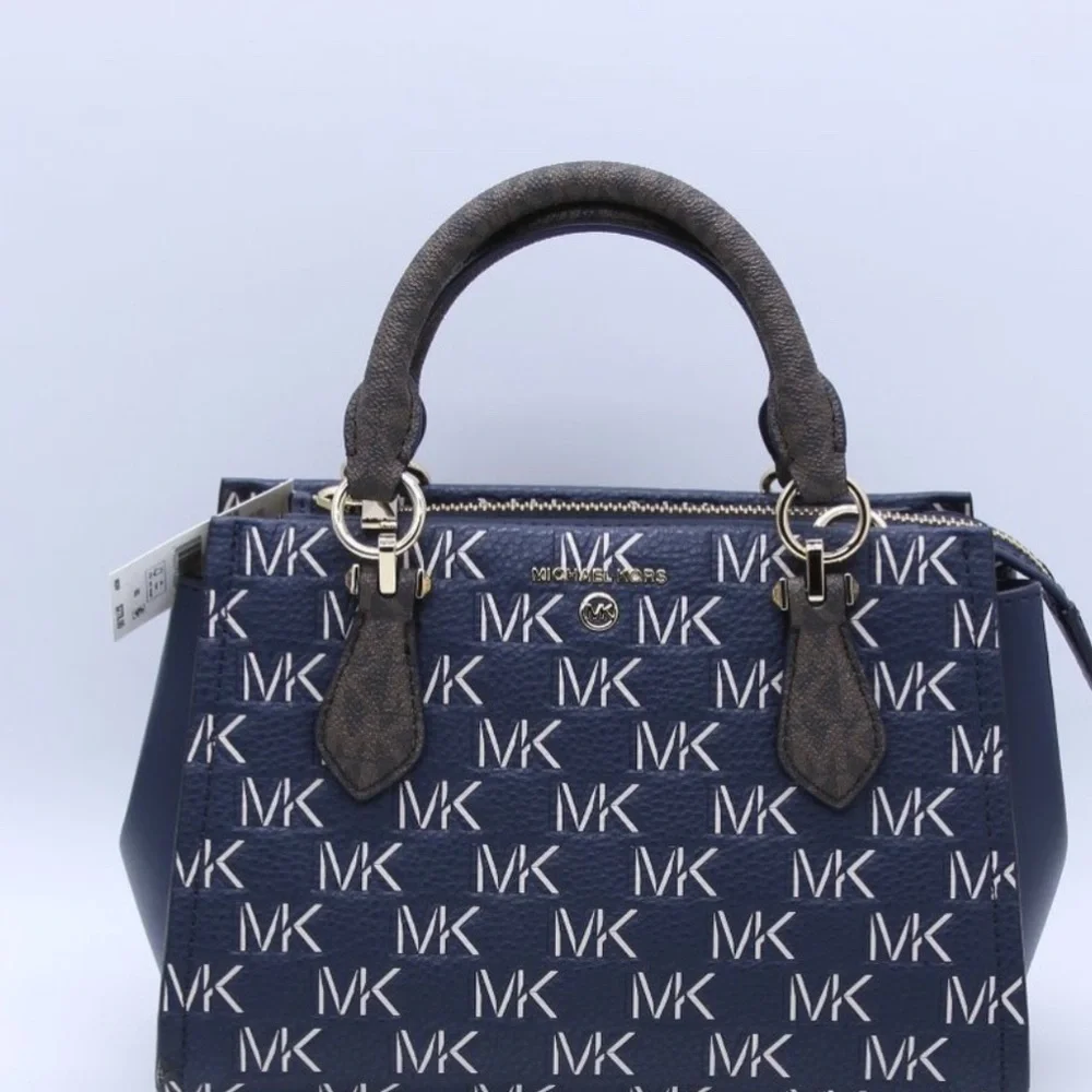 Michael Kors Marilyn Small Crossbody - Brown/Navy - Picture 2 of 6